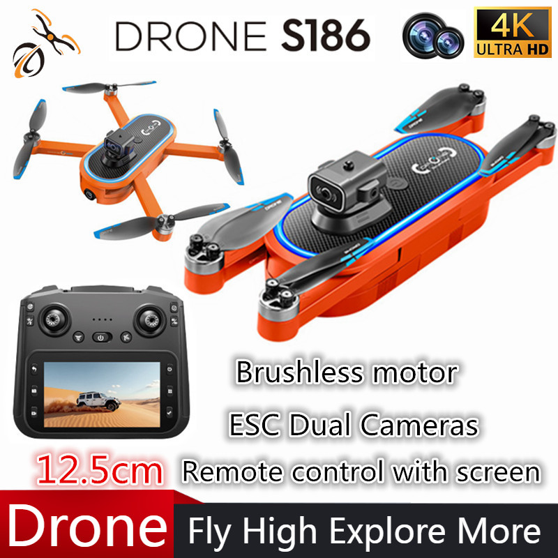 Drone 2025 S186 Profesional 4K - Drone Gimbal Brushless ulasan dan harga